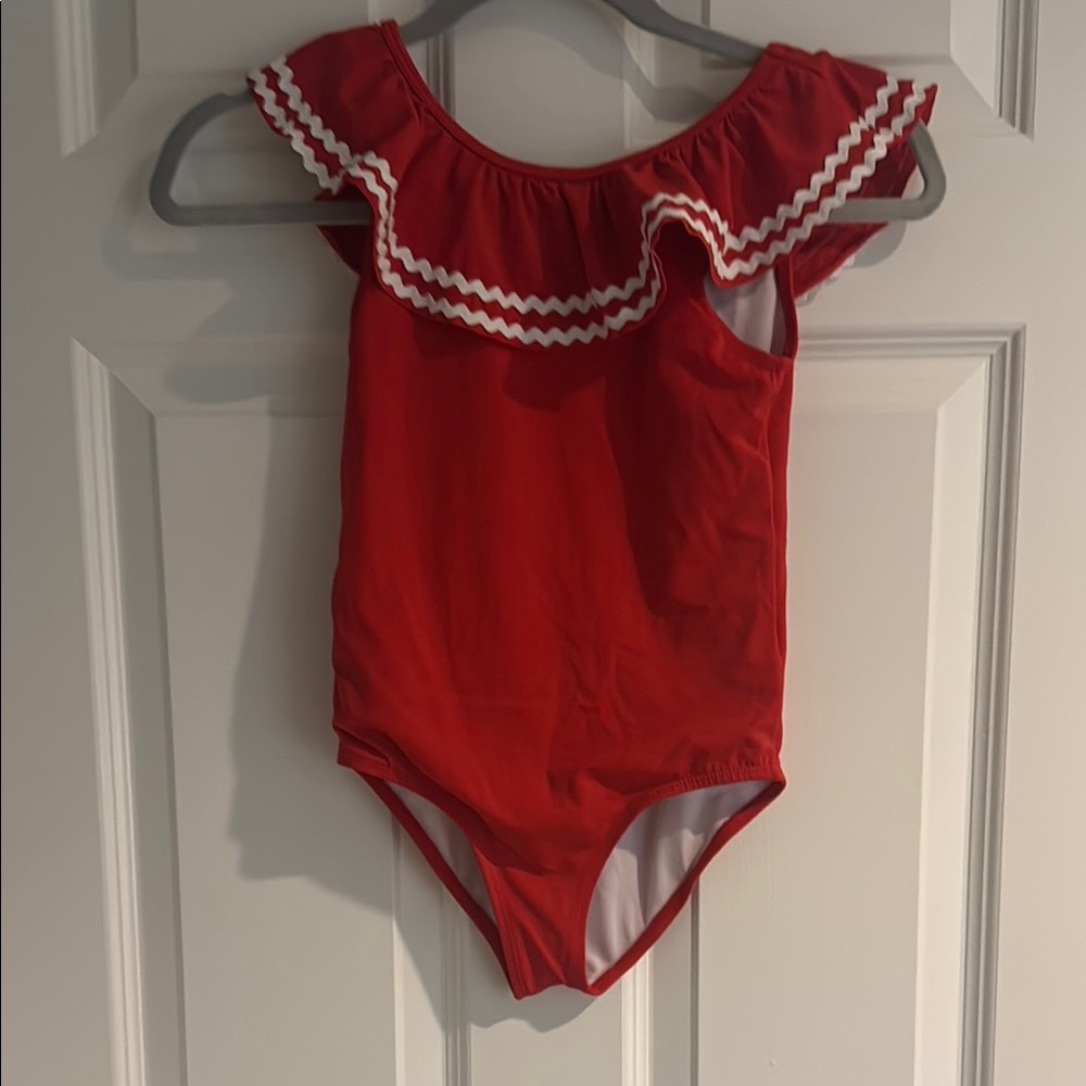 Janie and jack  Red Ruffled One-Piece Swimsuit size 8